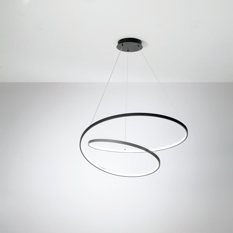 SOSPENSIONE LED LIEVE NERA 60W 8000LM CCT 80X11,2X150CM